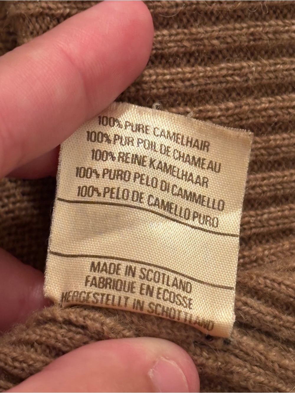 CHANEL 80s Vintage Camel Hair Cardigan | Made in Scotland | Gold Button | Size M - Picture 9 of 16